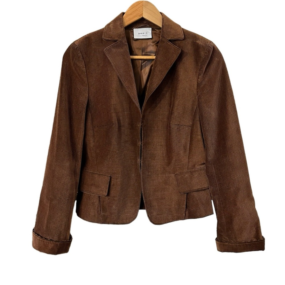 Akris Punto Corduroy Blazer Jacket Brown Sz 6 *MinorFlaw